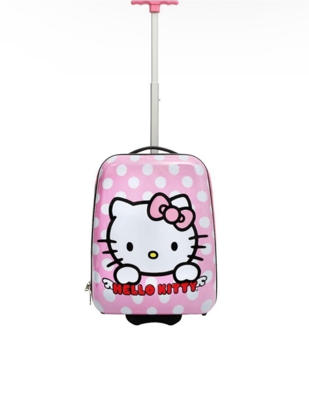 Hello Kitty Pink White Polka Dot Kids Rolling Luggage